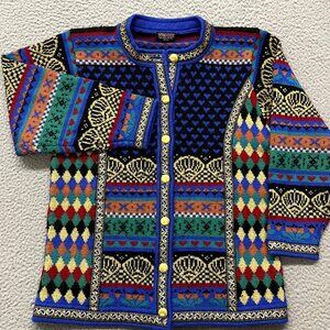 Vrikke Sweater Womens XS Colorful Wool Nordic Norway Dutch Cardigan Fair Isle